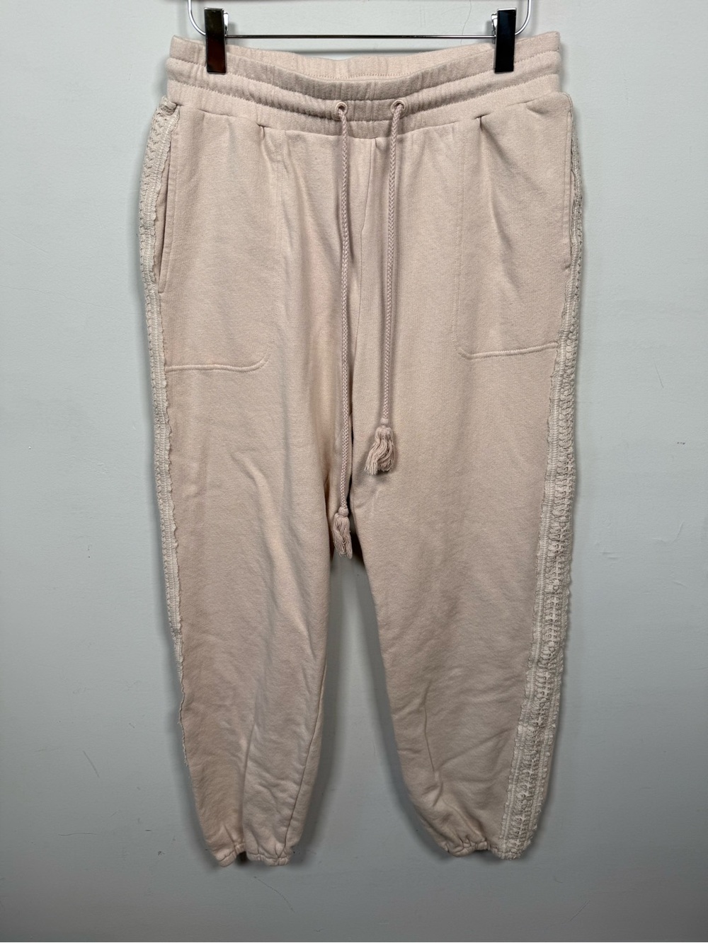 Intimately Free People Day Off Fleece Joggers Tender Peach Crochet Size S